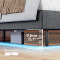 Dvoulůžková postel Timaro 180x200 s nabíjecí stanicí a LED osvětlením šedá