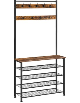 Předsíňový věšák s botníkem Vasagle Mjora 80 cm černý/hnědý