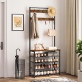 Předsíňový věšák s botníkem Vasagle Mjora 80 cm černý/hnědý