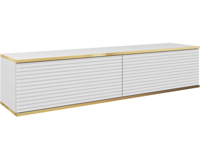 Závěsný televizní stolek Oro MDF 135 cm bílý/zlatý