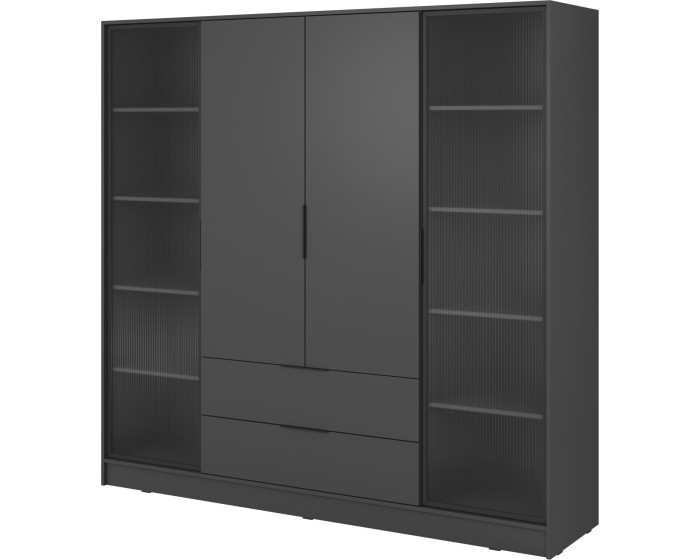 Šatní skříň Kelly 4D RD s policemi 206 cm grafit