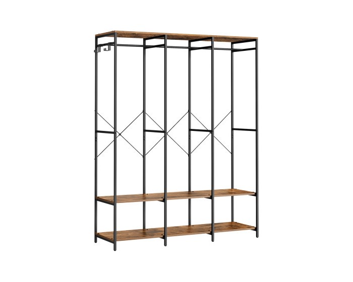 Otevřená šatní skříň Fendes 141 cm černá/hnědá