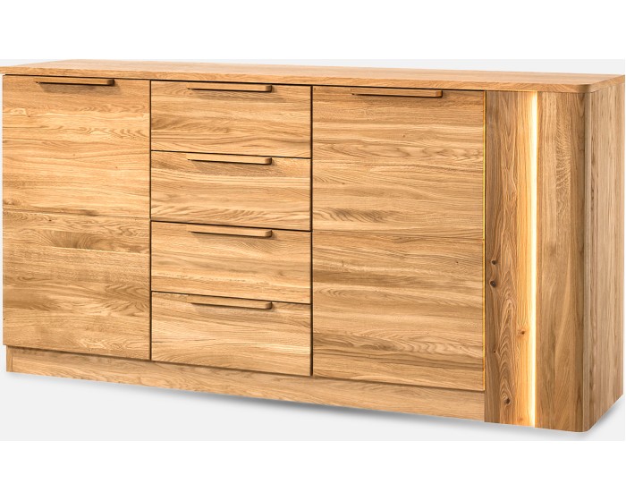 Komoda London 46 180 cm z masivu s LED osvětlením dub přírodní