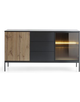 Komoda Sento s LED osvětlením 154 cm dub wotan/černá
