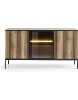 Komoda Sento s LED osvětlením 154 cm dub wotan/černá II