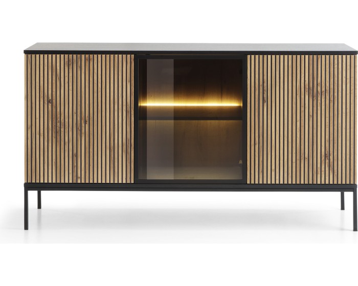 Komoda Sento s LED osvětlením 154 cm dub wotan/černá II