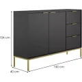 Komoda Austin 150 cm černá/zlatá