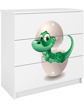 Komoda Babydreams 80 cm dinosaurus bílá