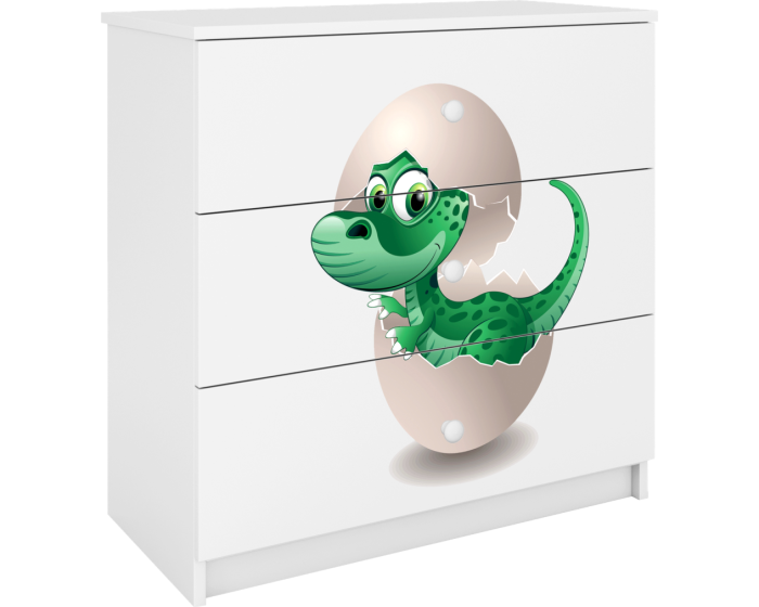 Komoda Babydreams 80 cm dinosaurus bílá