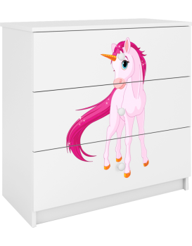 Komoda Babydreams 80 cm jednorožec bílá
