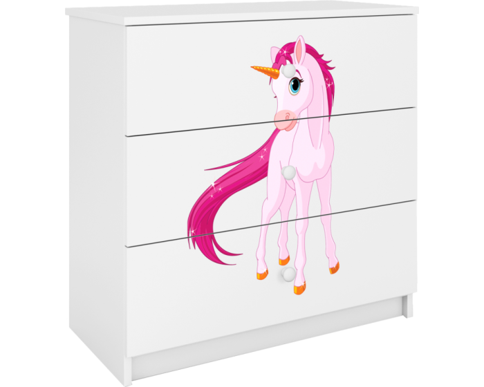 Komoda Babydreams 80 cm jednorožec bílá