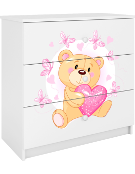 Komoda Babydreams 80 cm medvídek s motýlky bílá