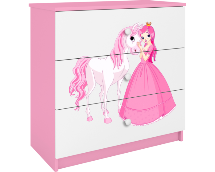 Komoda Babydreams 80 cm princezna a poník růžová