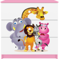 Komoda Babydreams 80 cm ZOO růžová