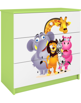 Komoda Babydreams 80 cm ZOO zelená