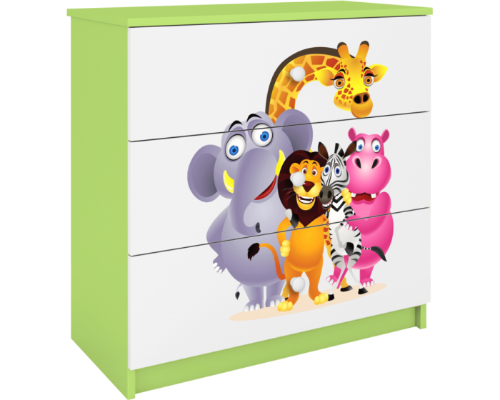 Komoda Babydreams 80 cm ZOO zelená