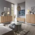Komoda Boho La 144x68 cm dub riviéra/bílý mramor