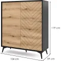 Komoda Diamond KD 104 cm dub evoke/černá