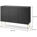 Komoda Harmony Va 144 cm černá/černý mramor