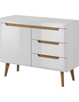 Komoda Nordi 107 cm s šuplíky bílá/dub Riviéra