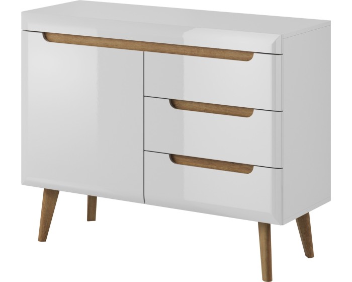 Komoda Nordi 107 cm s šuplíky bílá/dub Riviéra