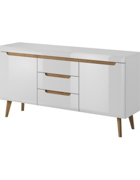 Komoda Nordi 160 cm s šuplíky bílá/dub Riviéra