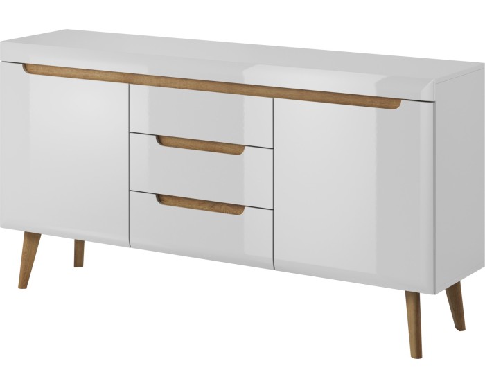 Komoda Nordi 160 cm s šuplíky bílá/dub Riviéra