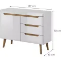 Komoda Nordi 107 cm s šuplíky bílá/dub Riviéra