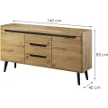 Komoda Nordi 160 cm s šuplíky černá/dub artisan