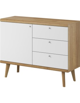 Komoda Primo 107 cm s šuplíky dub Riviéra/bílá
