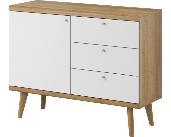 Komoda Primo 107 cm s šuplíky dub Riviéra/bílá