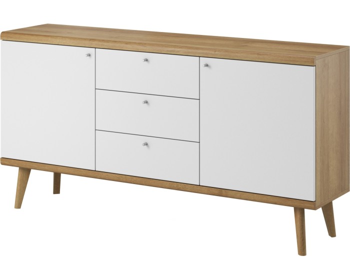Komoda Primo 160 cm s šuplíky dub Riviéra/bílá
