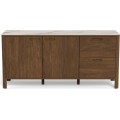 Komoda Southampton 160 cm bílý mramor/dub kouřový