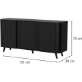 Komoda Volare 3D 151 cm matná černá