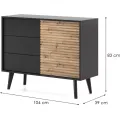 Komoda Willow II 104 cm se zásuvkami dub artisan/černá