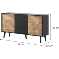 Komoda Willow II 154 cm se zásuvkami dub artisan/černá