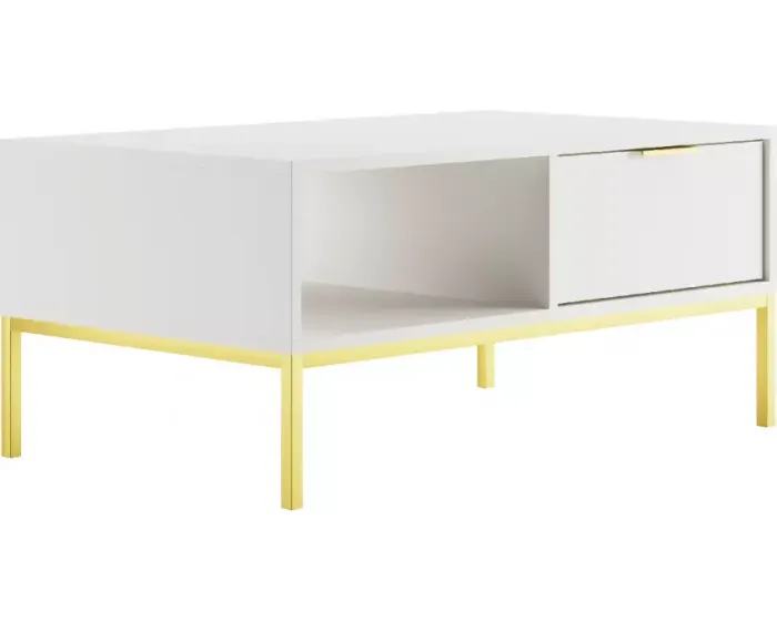 Konferenční stolek Austin 100 cm bílá/zlatá