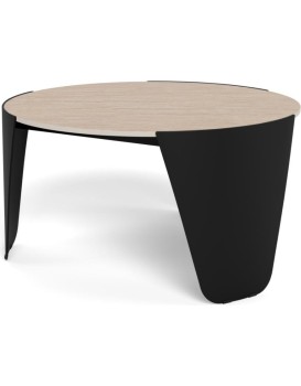 Kulatý designový konferenční stolek Altea travertin/černý