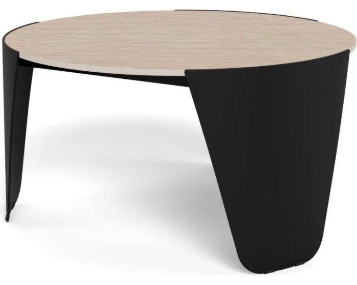 Kulatý designový konferenční stolek Altea travertin/černý