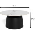 Konferenční stolek Santorini 70 cm černý/mramorově bílý