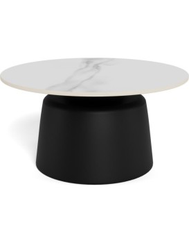 Konferenční stolek Santorini 70 cm černý/mramorově bílý