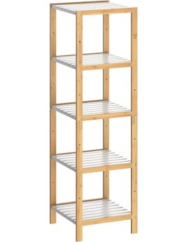 Bambusový regál Leonard 140 cm bílý/natural