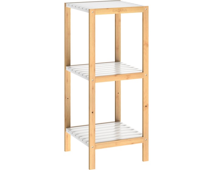 Bambusový regál Leonard 80 cm bílý/natural
