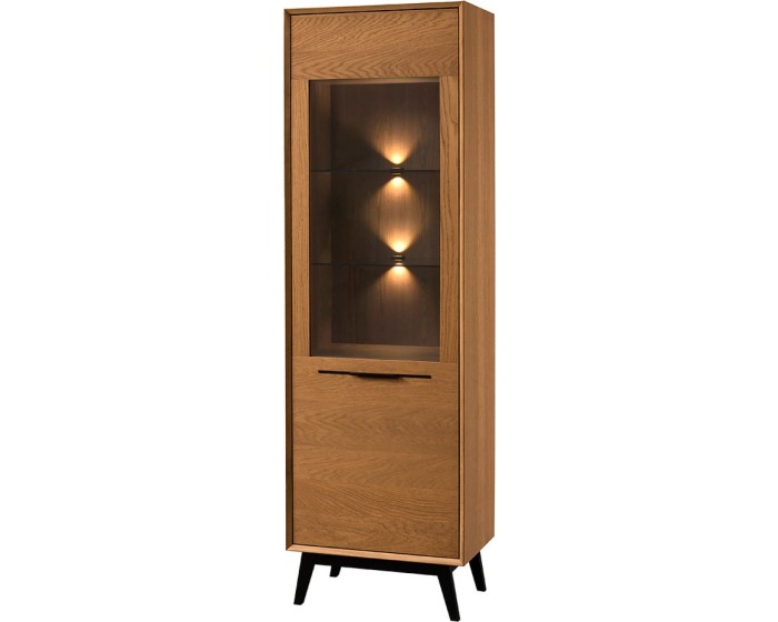 Vitrína Lazure 10 s LED osvětlením 60 cm dub Rustikal karamelový