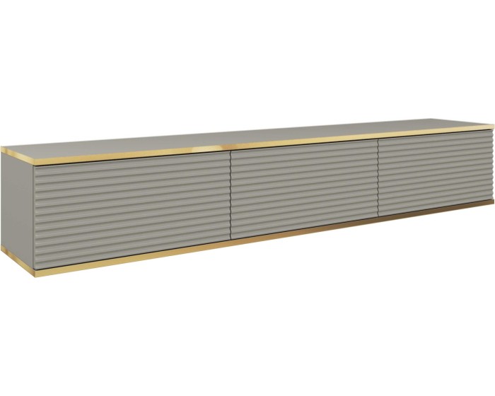 Závěsný televizní stolek Oro MDF 175 cm šedý/zlatý