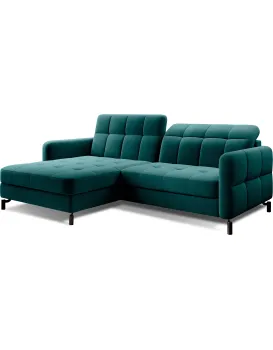 Rohová rozkládací sedací souprava LORELLE 225 cm Mat Velvet 75 zelená levá