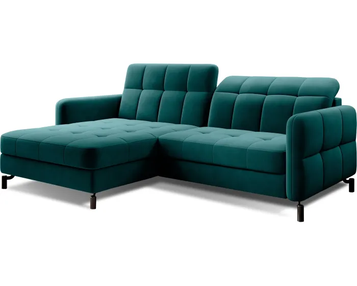 Rohová rozkládací sedací souprava LORELLE 225 cm Mat Velvet 75 zelená levá