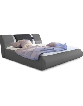 Dvoulůžková postel Flavio 180x200 eko kůže Soft 29 šedá/Inari 96 tmavě šedá