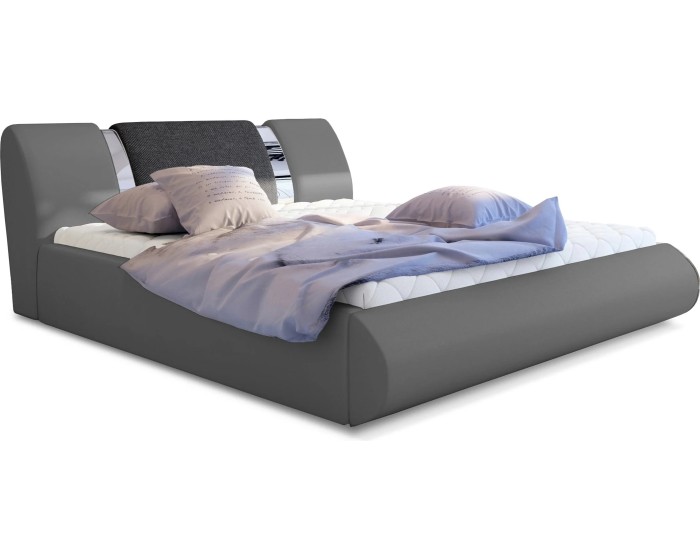 Dvoulůžková postel Flavio 180x200 eko kůže Soft 29 šedá/Inari 96 tmavě šedá