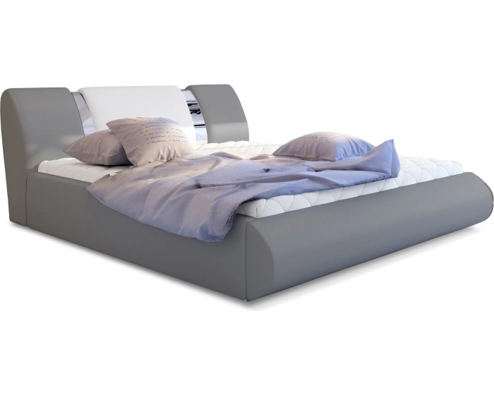 Dvoulůžková postel Flavio 180x200 eko kůže Soft 29 šedá/Soft 17 bílá